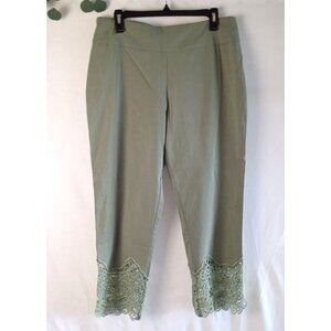 Cato Crochet Hem Pull-On Ankle Pants Size 14 Mid Rise NWT Comfy Chic